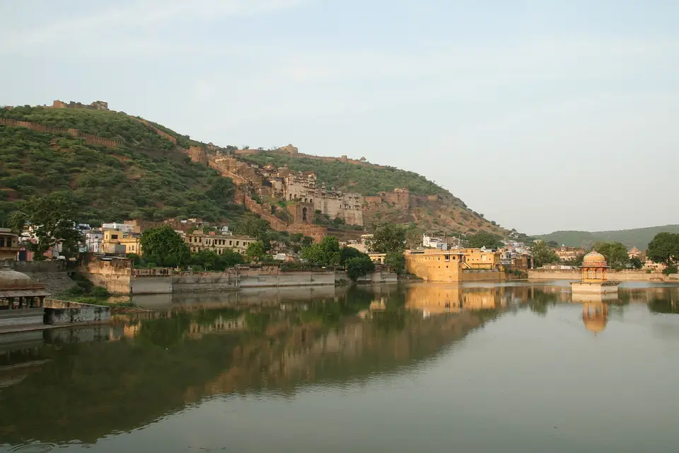 Old city of Bundi by the lake