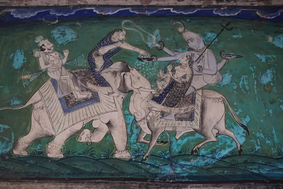 Mural painting inside Bundi Palace